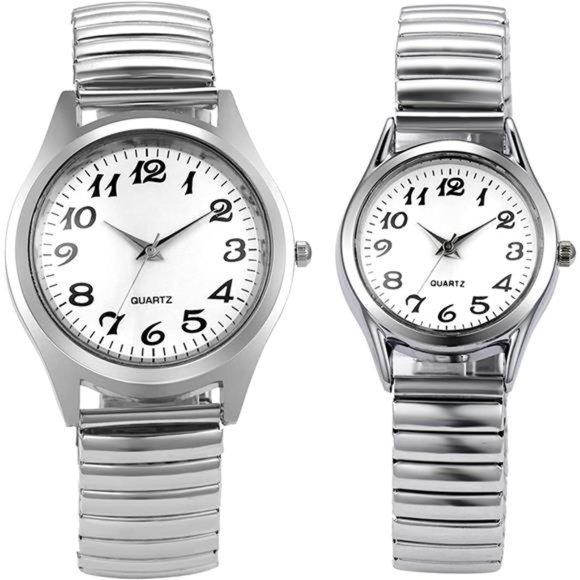 Lancardo Elastic Strap Wristwatch Easy to Read Big Number Dial Stretch Band